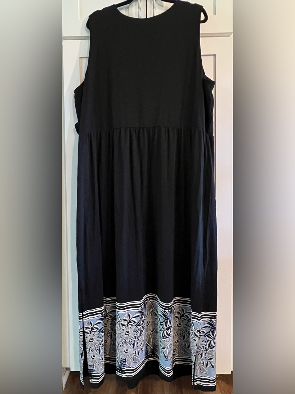 J. Jill Wearever Black Sleeveless Maxi Dress with Border Print 3x - Picture 2 of 9